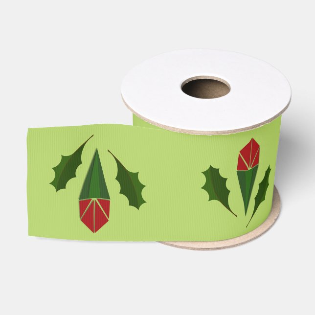 Elegante Abstrakte Rote Rosen, Holly Holiday Limon Ripsband (Spule)