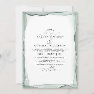 Elegante Abstrakte Sage Green Wedding Watercolor Einladung