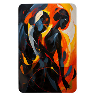 Elegante Abstrakte Silhouette im Fiery Tones Magnet