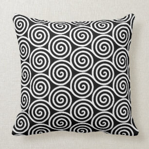 Elegante Abstrakte Spiralkreise in Schwarz und Wei Kissen