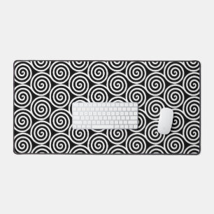 Elegante abstrakte Spiralkreise in Schwarz-Weiß Schreibtischunterlage