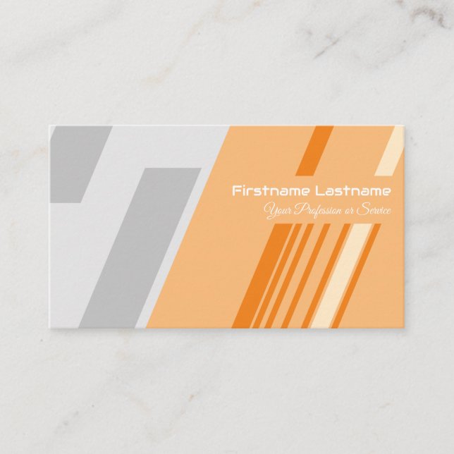 Elegante abstrakte Streifen in orangefarbenem Grau Visitenkarte (Vorderseite)