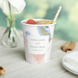 Elegante Abstrakte Wasserfarbe Gold Rosa Blaue Hoc Pappbecher