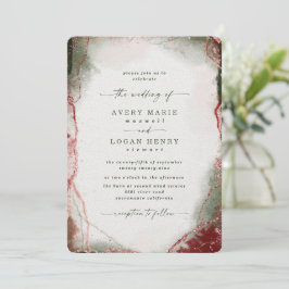 Elegante Abstrakte Wasserfarbe Terra Rosa Hochzeit Einladung