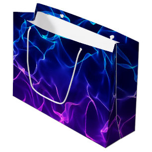 Elegante Abstrakte Wellen - blau und lila- Große Geschenktüte