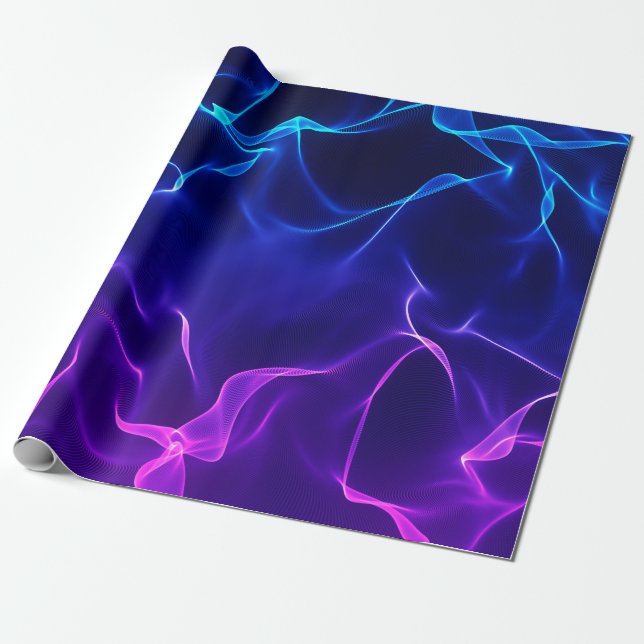 Elegante abstrakte Wellen - Blau und Purpur Geschenkpapier (Ungerollt)