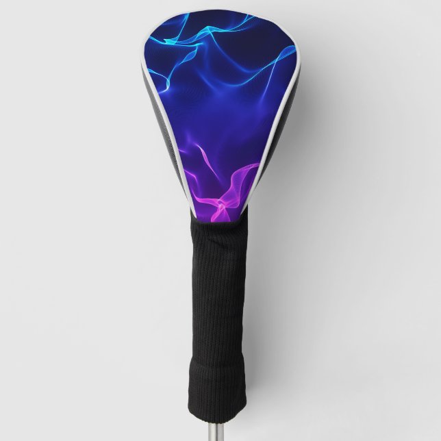 Elegante abstrakte Wellen - Blau und Purpur Golf Headcover (Vorderseite)