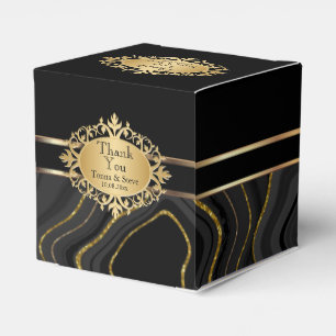 Elegante Achat-Murmel mit Schwarz und Gold Geschenkschachtel