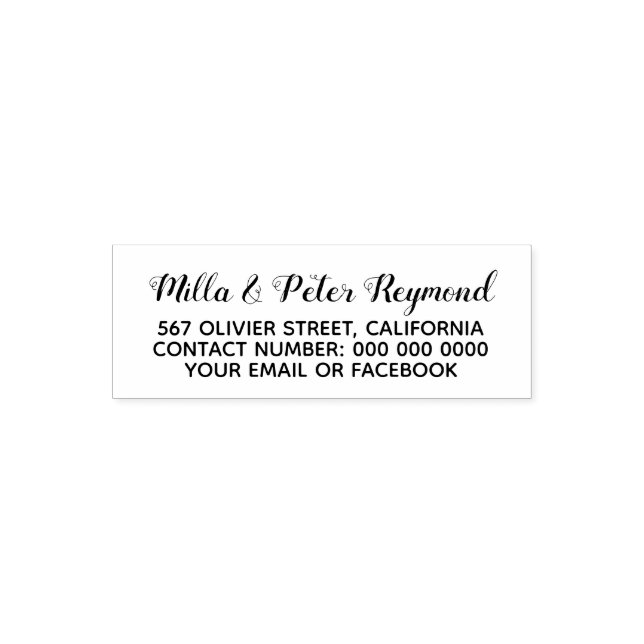 elegante Adressinformationen schwarz (optional) Permastempel (Design)