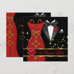 Elegante Affair Red Dress Black Krawatte Gold Rote Einladung