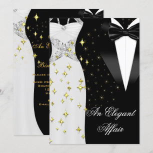 Elegante Affair Weißes Kleid Schwarze Krawatte Gol Einladung