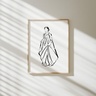 Elégante affiche coréenne Hanbok Woman Ink