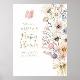 Elégante affiche de Baby shower Floral