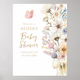 Elégante affiche de Baby shower Floral