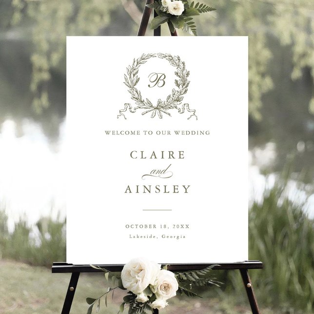 Élégante Affiche de bienvenue de couronne de chêne (Créateur téléchargé)