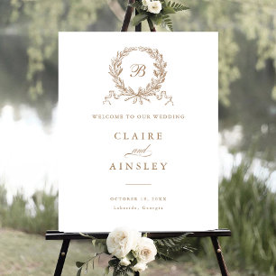 Élégante Affiche de bienvenue de couronne d'or en 