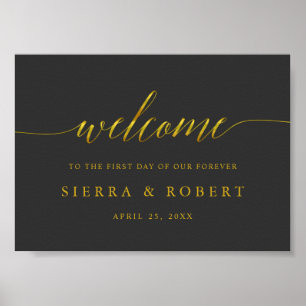 Elégante Affiche de bienvenue de mariage avec Faux