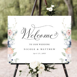 Elégante Affiche de bienvenue de mariage Corail bl
