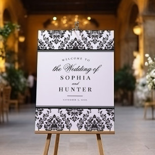 Élégante Affiche de bienvenue de Mariage damassé B