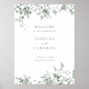 Élégante Affiche de bienvenue de mariage florale v