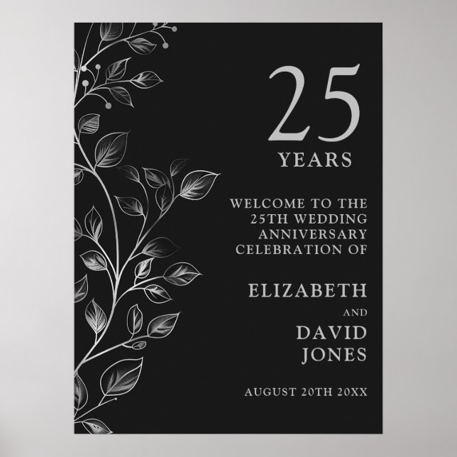 Élégante Affiche de bienvenue du 25e anniversaire  (Devant)