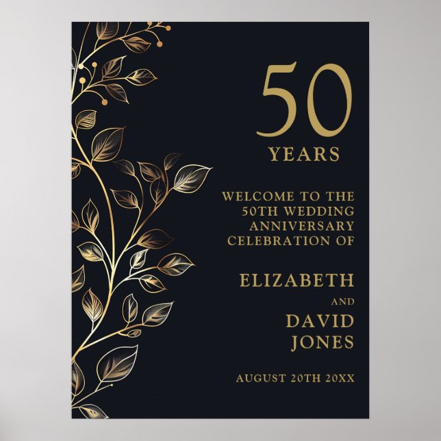 Élégante Affiche de bienvenue du 50e anniversaire  (Devant)