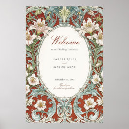 Élégante Affiche de bienvenue Mariage Art Nouveau
