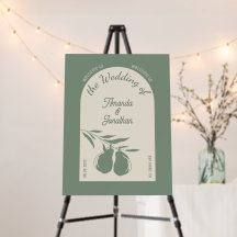 Élégante Affiche de bienvenue Mariage de poire ver