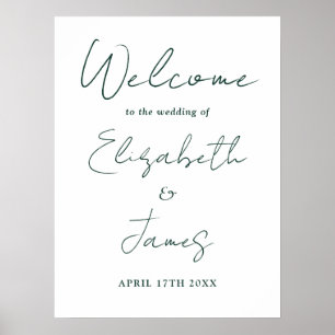 Élégante Affiche de bienvenue Mariage Emerald Gree