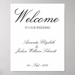 élégante Affiche de bienvenue Mariage moderne et s
