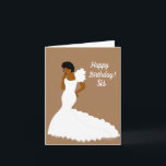 Elegante African American Sister Birthday Card Karte<br><div class="desc">Diese luftige Blumenkarte zeigt eine afroamerikanische Rose mit einem wunderschönen weißen Ziegenkleid. Schicken Sie Ihrer Schwester eine herzliche Karte,  die genau das ausdrückt,  was Sie gewollt haben zu sagen.</div>