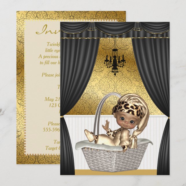 Elegante afrikanische Ethnic-Baby-Dusche Einladung (Vorne/Hinten)