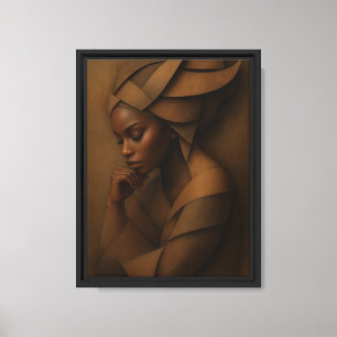 Elegante afrikanische Frau in Brown Robes Portrait Leinwanddruck