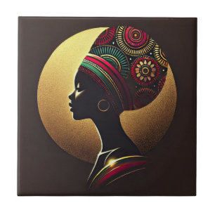 Elegante afrikanische Portrait-Illustration Fliese
