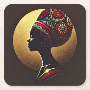 Elegante afrikanische Portrait-Illustration Rechteckiger Pappuntersetzer