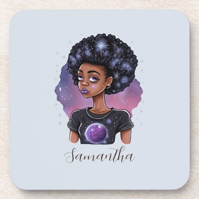 Elegante Afro-Frau Getränkeuntersetzer (Vorderseite)