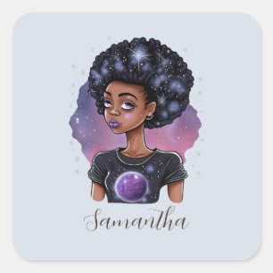 Elegante Afro-Frau Quadratischer Aufkleber