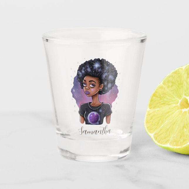 Elegante Afro-Frau Schnapsglas (Vorderseite)