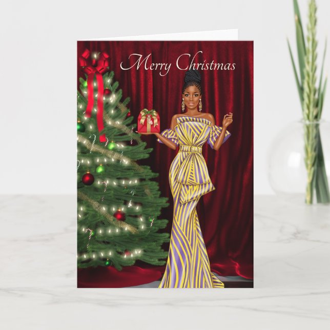 Elegante Afroamerikanische Weihnachtskarte Karte (Vorderseite)