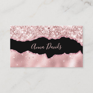 Elegante Agate Makeup Artist Rose Gold Pink Glitze Visitenkarte