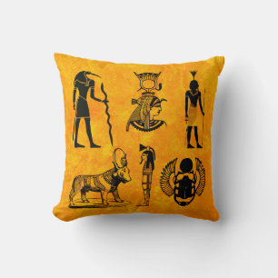 Elegante ägyptische Hieroglyphen-Symbole Kissen