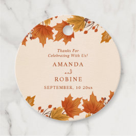 Elegante Ahornblätter-Hochzeit im Herbst Geschenkanhänger