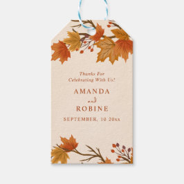 Elegante Ahornblätter-Hochzeit im Herbst Geschenkanhänger
