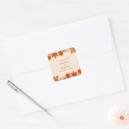 Elegante Ahornblätter-Hochzeit im Herbst Quadratischer Aufkleber