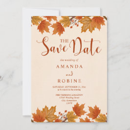 Elegante Ahornblätter-Hochzeit im Herbst Save The Date