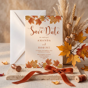 Elegante Ahornblätter-Hochzeit im Herbst Save The Date