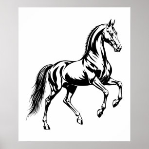 Elegante Akhal-Teke-Pferd stilisierte Illustration Poster