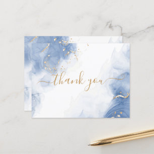Elegante Alkohol Tinte Gold Blue White Vielen Dank Postkarte