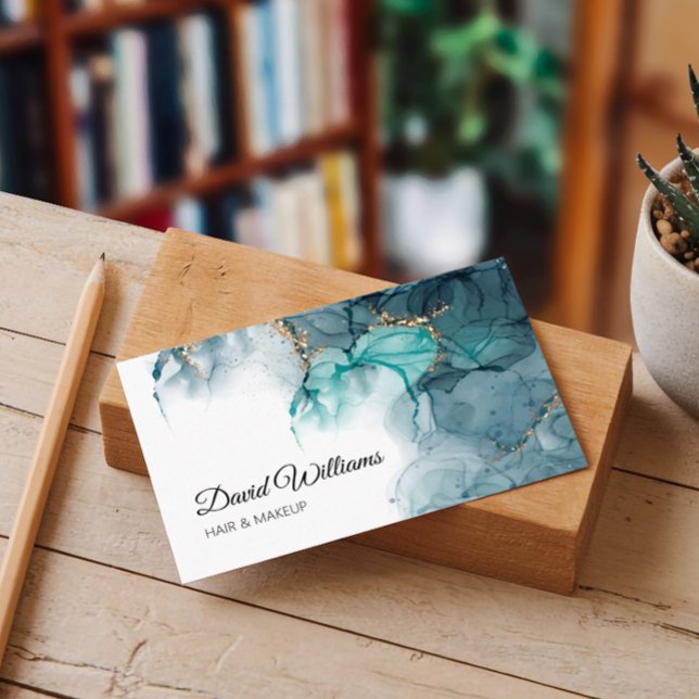 Elegante Alkoholfarbe mit goldenen Glitzer Visitenkarte (Von Creator hochgeladen)