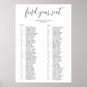 Elegante Alphabetische Orden Hochzeitstabelle Poster